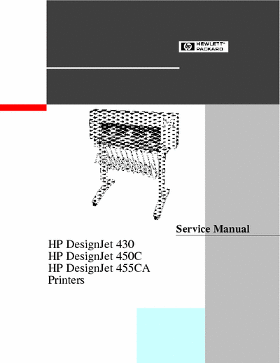 Hewlett-Packard DesignJet 430, 450C, 455CA Service Manual for HP DesignJet 430, 450C, 455CA